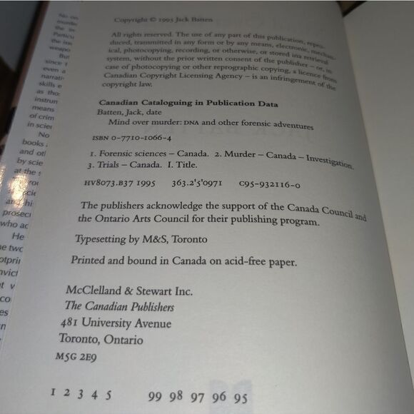 Mind Over Murder: DNA and Other Forensic Adventures by Jack Batten Hardcover. - Picture 6 of 6